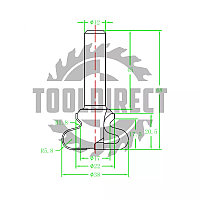 Фреза "Ручка" алмазная PCD R1=1.8 R2=5.8 D=38x20.5x68 S=12 Rotis