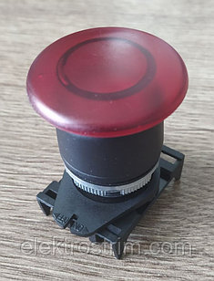 Кнопка грибковая с фиксацией и подсветкой (снятие -- нажатием) PPFL1S4N Ø40 RED IP65