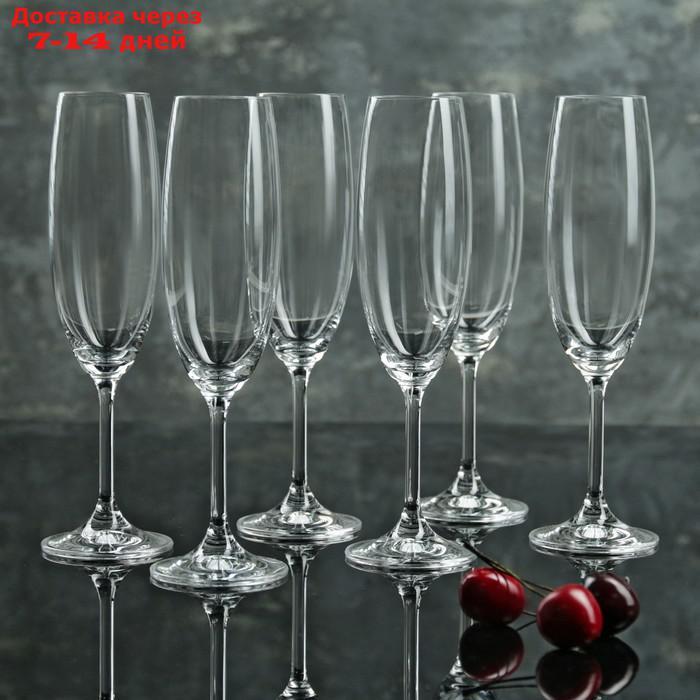 Набор бокалов для шампанского Bohemia Crystal "Лара", 220 мл, 6 шт - фото 1 - id-p187749567