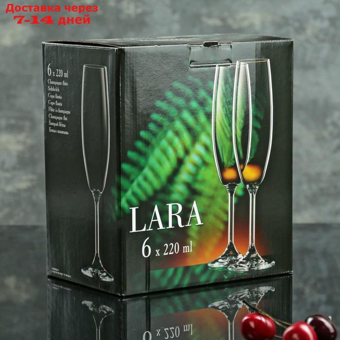 Набор бокалов для шампанского Bohemia Crystal "Лара", 220 мл, 6 шт - фото 3 - id-p187749567