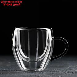 Чашка с двойными стенками Magistro "Адель", 200 мл, цвет чёрный