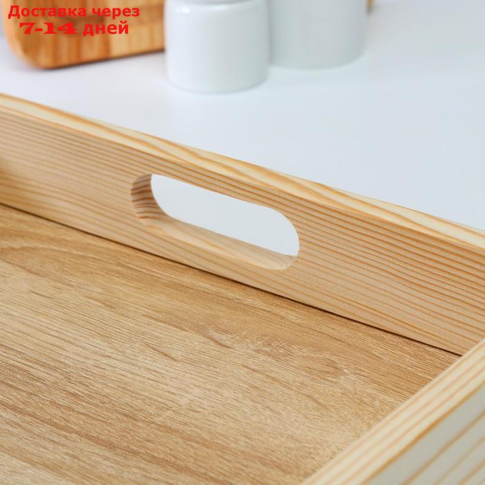 Поднос деревянный для завтрака 50×30 см, ручки вырезы МИКС - фото 2 - id-p187745690