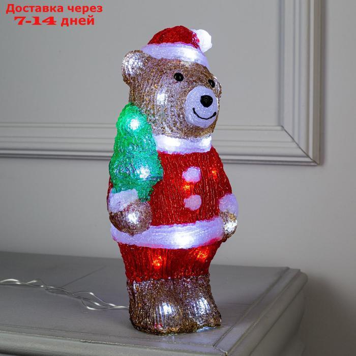Фигура акрил. "Медвежонок с елкой" 30х10х10 см, 30 LED, 220V - фото 4 - id-p187746667