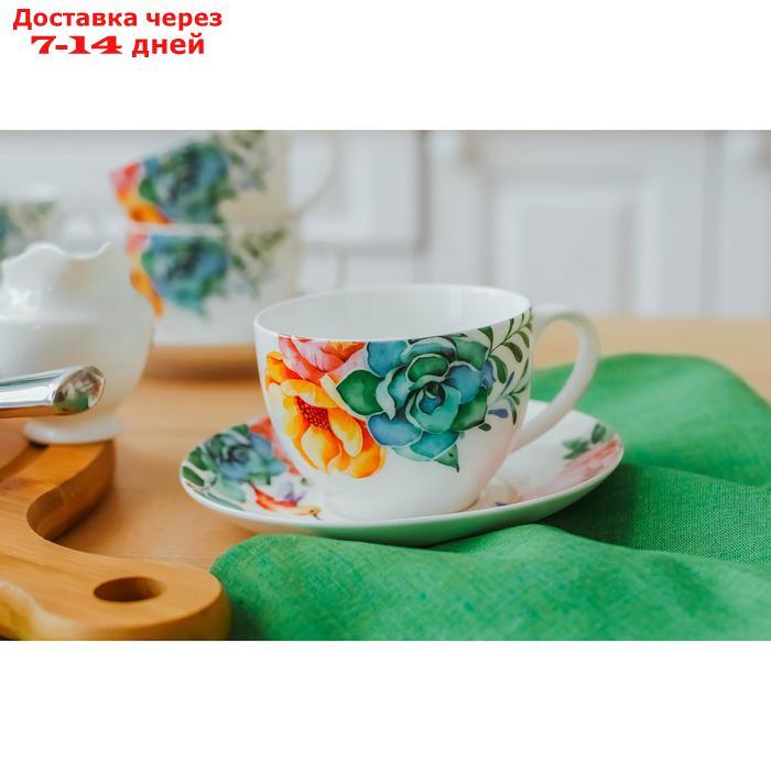 Сервиз чайный Доляна "Пташка", 12 предметов: 6 чашек 280 мл, 6 блюдец d=15 см - фото 5 - id-p187750581