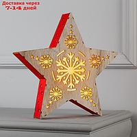 Фигура световая "Звезда и снежинки", 30х30х5, ААА*2, 6LED, Т/БЕЛЫЙ