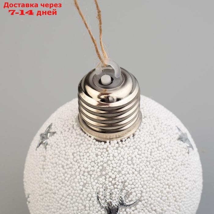 Набор елочных шаров "Серебристые узоры", d=8 см, 1LED, 3 шт, от батареек, БЕЛЫЙ - фото 4 - id-p187746698