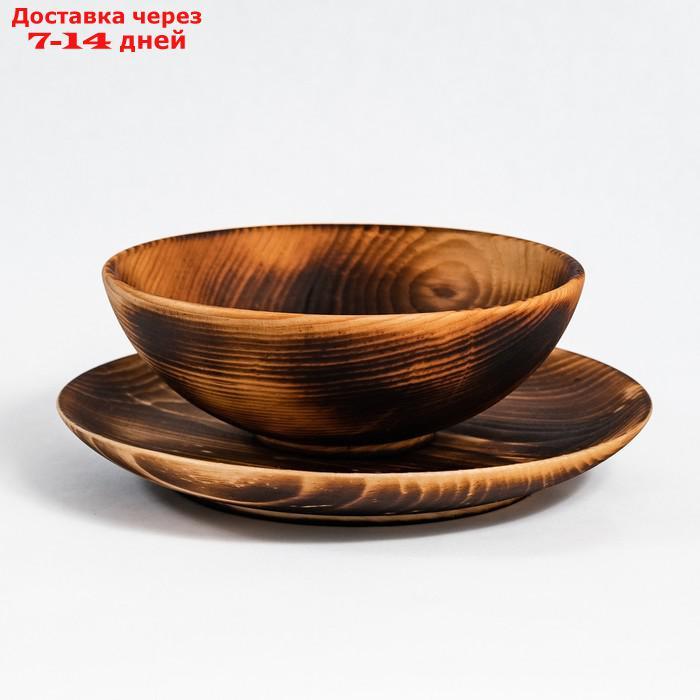 Набор тарелок из натурального кедра Magistro, 2 шт: 20×2,5 см, 16×6 см, обожжённые - фото 3 - id-p187751654