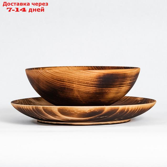 Набор тарелок из натурального кедра Magistro, 2 шт: 20×2,5 см, 16×6 см, обожжённые - фото 4 - id-p187751654