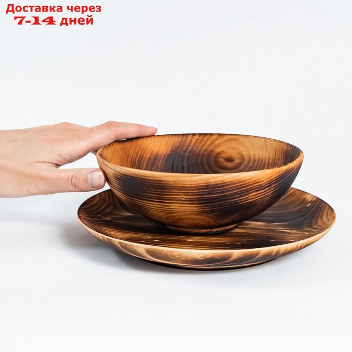 Набор тарелок из натурального кедра Magistro, 2 шт: 20×2,5 см, 16×6 см, обожжённые - фото 5 - id-p187751654