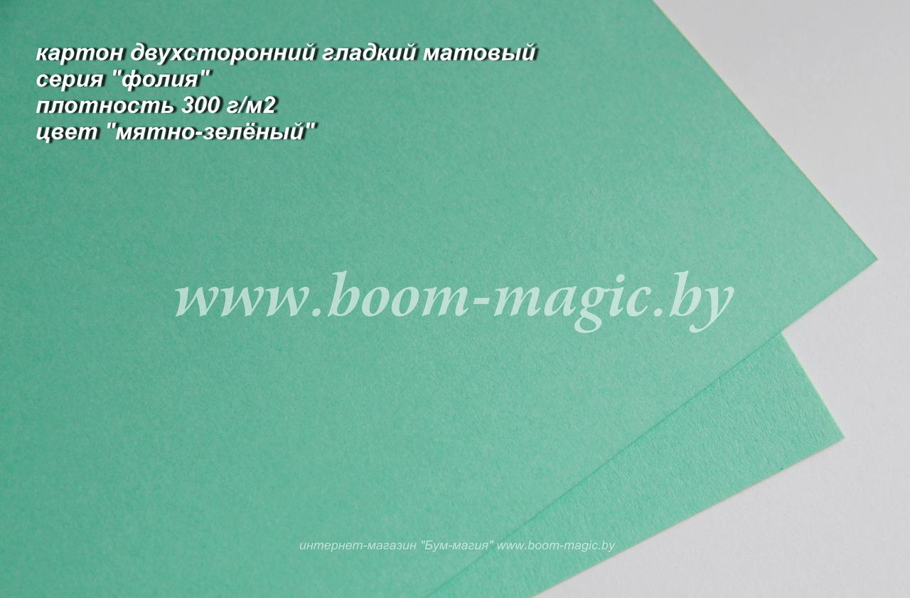 ПОЛОСЫ! 45-001 картон гладкий, серия "фолия", цвет "мятно-зелёный", плотность 300 г/м2, 10*20 см см