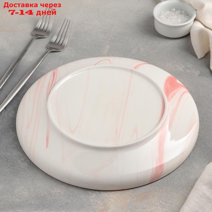 Тарелка обеденная "Мрамор", 25 см, цвет розовый - фото 3 - id-p187750729