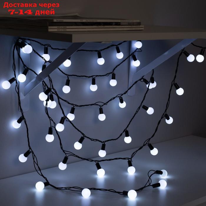 Гирлянда "Нить" 10 м с насадками "Шарики 2.5 см", IP44, тёмная нить, 100 LED, свечение белое, 8 режимов, 220 В - фото 3 - id-p187745971