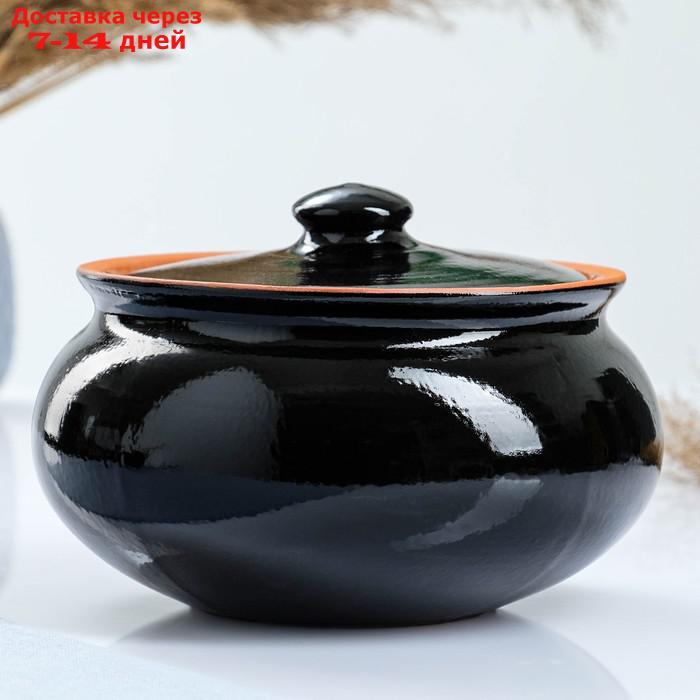 Набор посуды "Вятская керамика" 2,5л + 4х0,5л + деревянная ложка, черный - фото 2 - id-p187751823