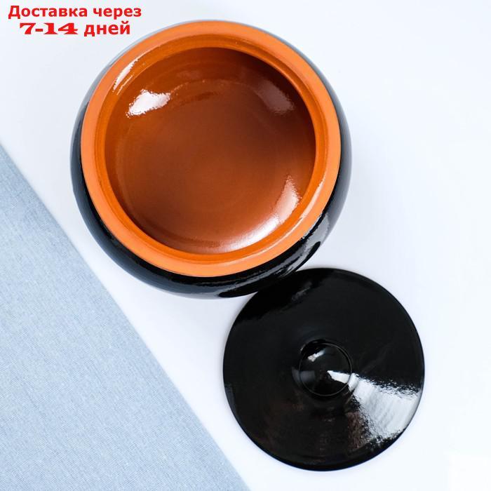 Набор посуды "Вятская керамика" 2,5л + 4х0,5л + деревянная ложка, черный - фото 4 - id-p187751823