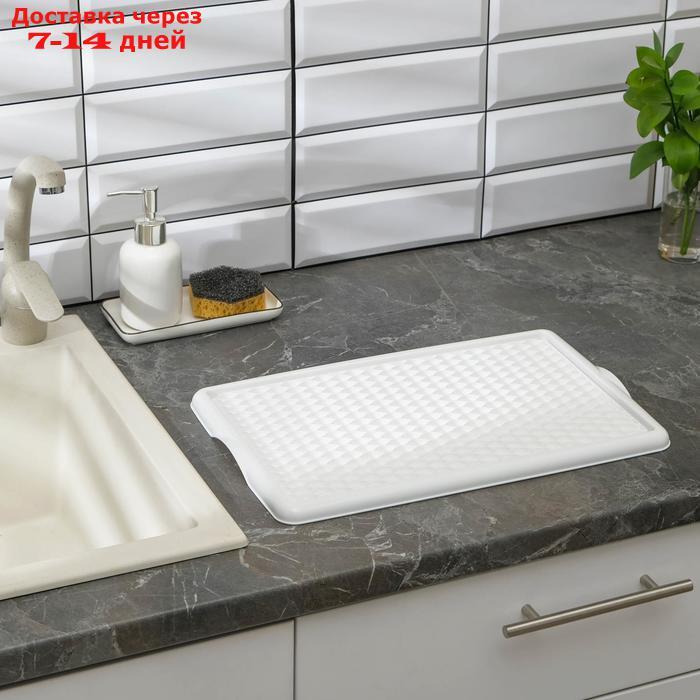 Поднос с вкладышем для сушки посуды, 42,5×27 см, цвет белый - фото 3 - id-p187751832