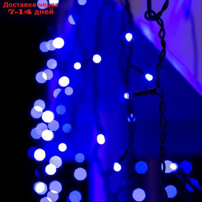 Гирлянда "Бахрома" 4 х 0.6 м , IP44, тёмная нить, 180 LED, свечение синее, 8 режимов, 220 В - фото 3 - id-p187746019