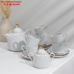Сервиз чайный "Голубка. Бомонд", 14 предметов: чайник 1 л, 6 чашек 220 мл, 6 блюдец d=14 cм, сахарница 400 мл