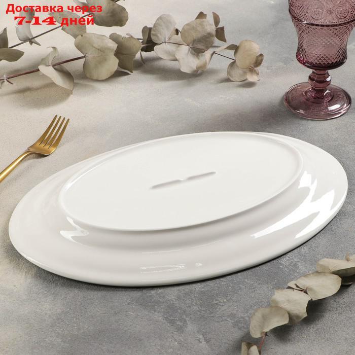 Блюдо овальное White Label, 35,5×24,5×2,5 см, с утолщённым краем, цвет белый - фото 2 - id-p187748938