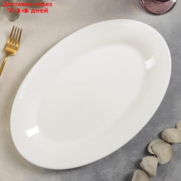 Блюдо овальное White Label, 35,5×24,5×2,5 см, с утолщённым краем, цвет белый - фото 3 - id-p187748938
