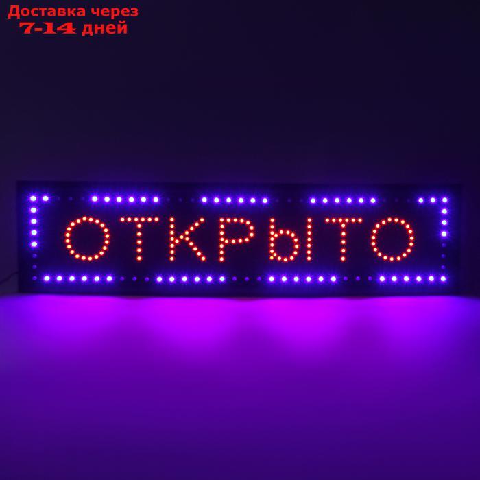 Вывеска светодиодная LED 100 х 25 см. "ОТКРЫТО", 220V