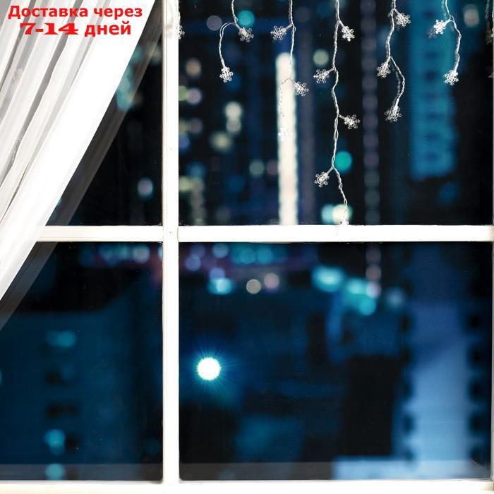 Гирлянда "Бахрома" 1.8 х 0.5 м с насадками "Снежинки", IP20, прозрачная нить, 48 LED, свечение RG/RB, мигание, - фото 2 - id-p187746155