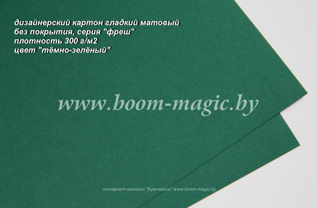ПОЛОСЫ! 39-005 картон гладкий матовый, серия "фреш", цвет "тёмно-зелёный", плотность 300 г/м2, 9,5*29,5 см