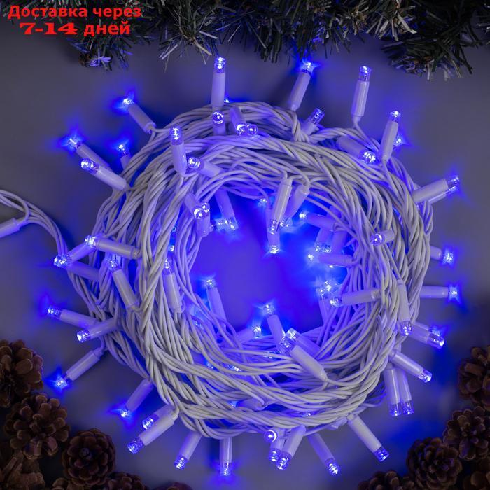 Гирлянда "Нить" 10 м , IP65, УМС, белая нить, 100 LED, свечение синее, 220 В - фото 1 - id-p187746181