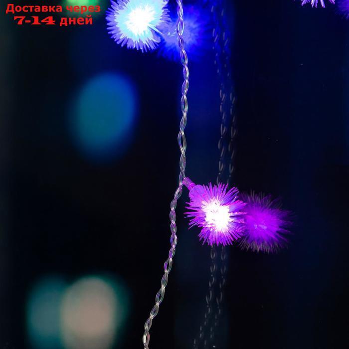 Гирлянда "Бахрома" 1.8 х 0.5 м с насадками "Ёжики", IP20, прозрачная нить, 48 LED, свечение RG/RB, мигание, - фото 5 - id-p187746194