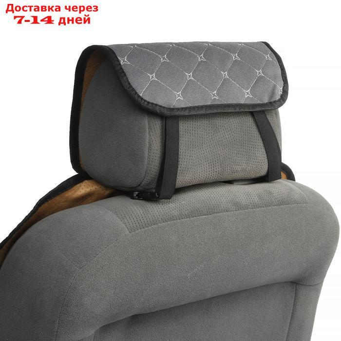 Накидка на переднее сиденье, лен, размер 55 х 150 см, серый - фото 3 - id-p187744017