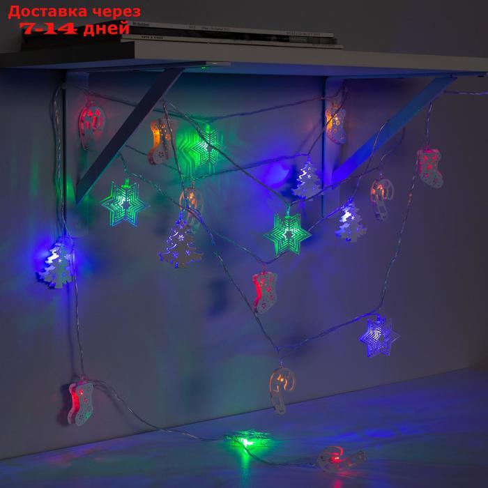 Гирлянда "Нить" 4 м с насадками "Новогодняя сказка", IP20, прозрачная нить, 20 LED, свечение мульти, 8 - фото 3 - id-p187746269