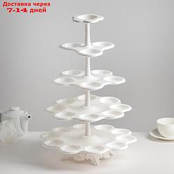 Подставка для пирожных "Каскад", 5 ярусов, цвет белый