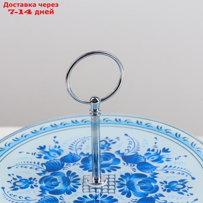 Блюдо 2-х ярусное круглое Доляна "Синева", 25/20×24 см - фото 2 - id-p187751241