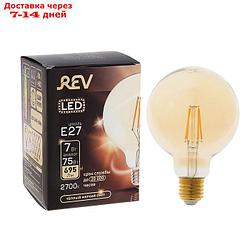 Лампа светодиодная REV LED FILAMENT VINTAGE, G95, 7 Вт, E27, 2700 K, шар, теплый свет