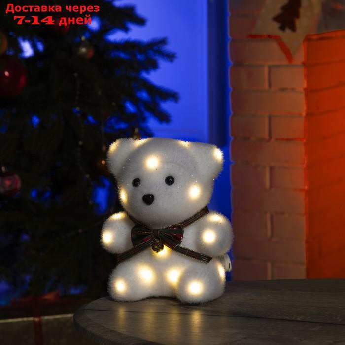 Фигура световая "Медведь с бантиком", 20х12х7 см, фиксинг, от батареек, Т/БЕЛЫЙ - фото 1 - id-p187746436