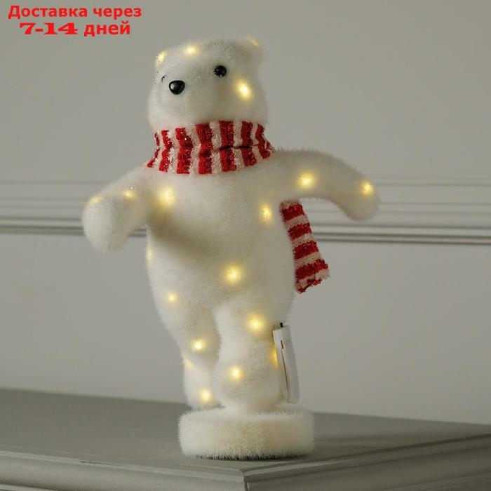 Фигура световая "Медведь в шарфе бежит", 26х14х13 см, фиксинг, от батареек, Т/БЕЛЫЙ - фото 1 - id-p187746460