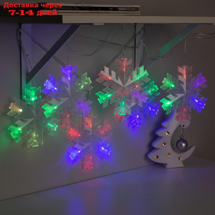 Гирлянда "Нить" 2 м с насадками "Снежинка матовая", IP20, прозрачная нить, 36 LED, свечение RG/RB, мигание, - фото 1 - id-p187746503