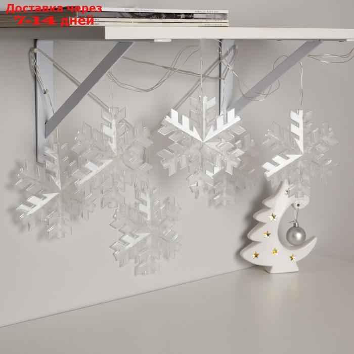 Гирлянда "Нить" 2 м с насадками "Снежинка матовая", IP20, прозрачная нить, 36 LED, свечение RG/RB, мигание, - фото 2 - id-p187746503