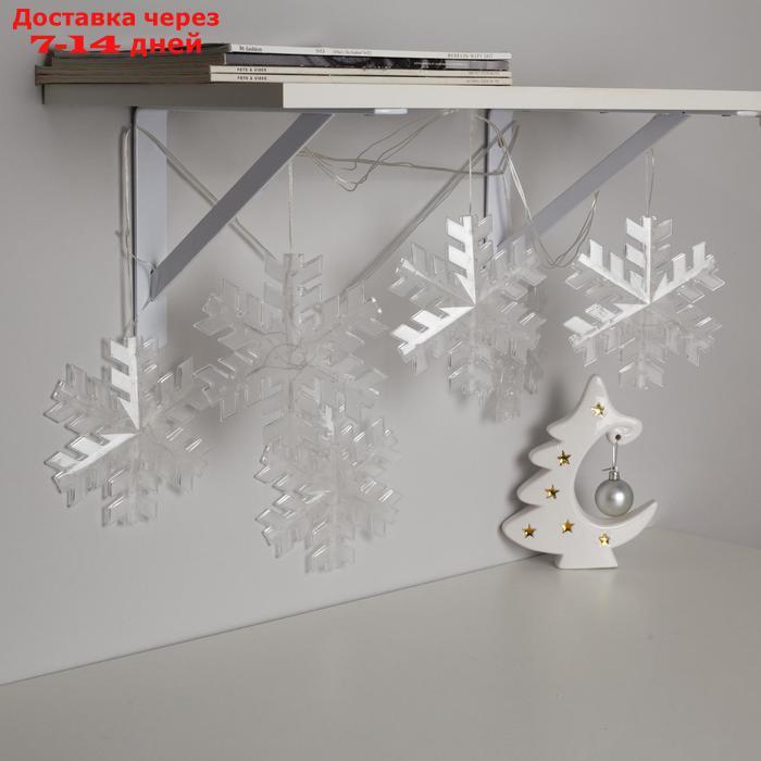 Гирлянда "Нить" 2 м с насадками "Снежинка матовая", IP20, прозрачная нить, 36 LED, свечение тёплое белое, - фото 2 - id-p187746521