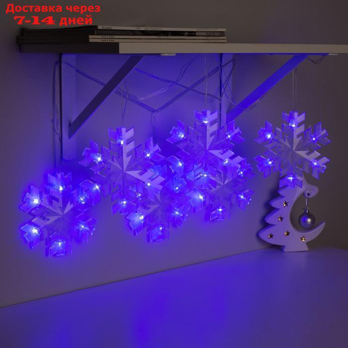 Гирлянда "Нить" 2 м с насадками "Снежинка матовая", IP20, прозрачная нить, 36 LED, свечение синее, фиксинг, - фото 1 - id-p187746553