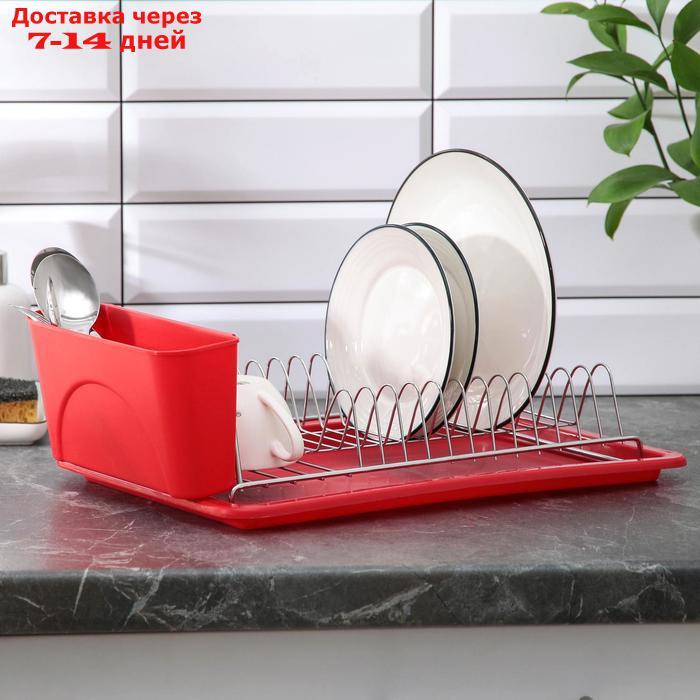 Сушилка для посуды с поддоном Доляна, 42×23×12 см, цвет МИКС - фото 1 - id-p187748557