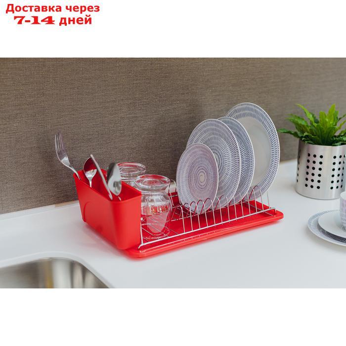 Сушилка для посуды с поддоном Доляна, 42×23×12 см, цвет МИКС - фото 3 - id-p187748557