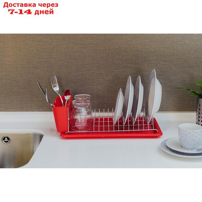 Сушилка для посуды с поддоном Доляна, 42×23×12 см, цвет МИКС - фото 4 - id-p187748557