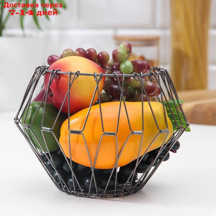 Ваза для фруктов раскладная Доляна, 29×29×4,5 см, цвет графит