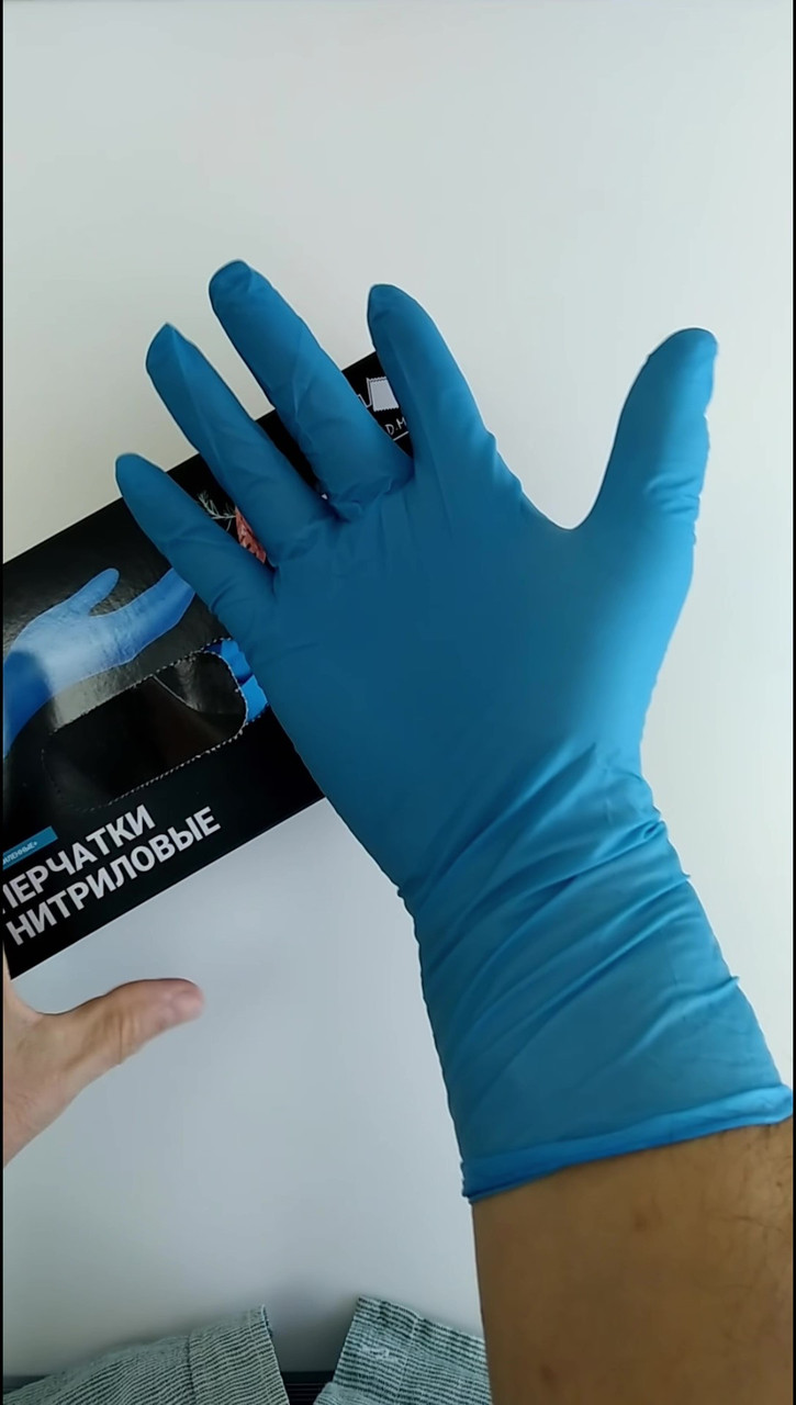 1 - й поставщик. Перчатки нитриловые, особо прочные High Risk, размер M и L, удлинённые, синие. - фото 5 - id-p187139873