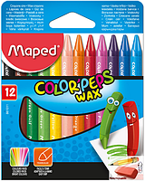 Мелки восковые Maped Wax Crayons, треугольные, 12 цветов