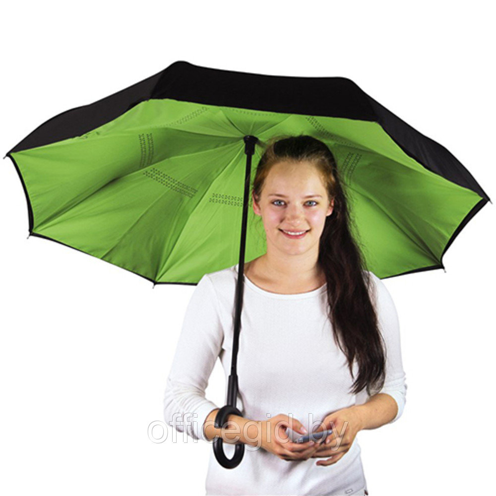 Зонт-трость "Flipped", 109 см, светло-зеленый, черный - фото 4 - id-p187027019