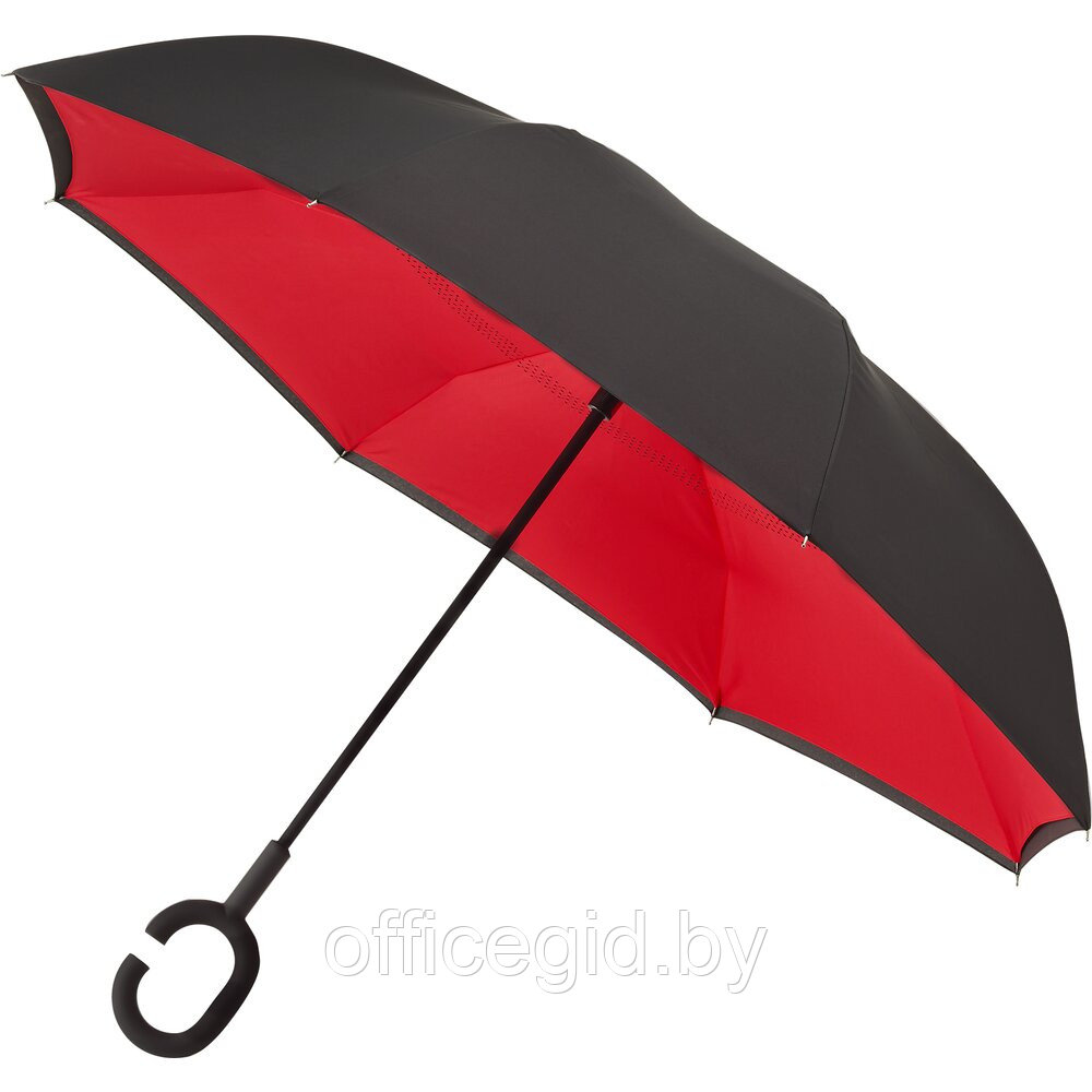 Зонт-трость "RU-6", 107 см, черный, красный - фото 1 - id-p187027085
