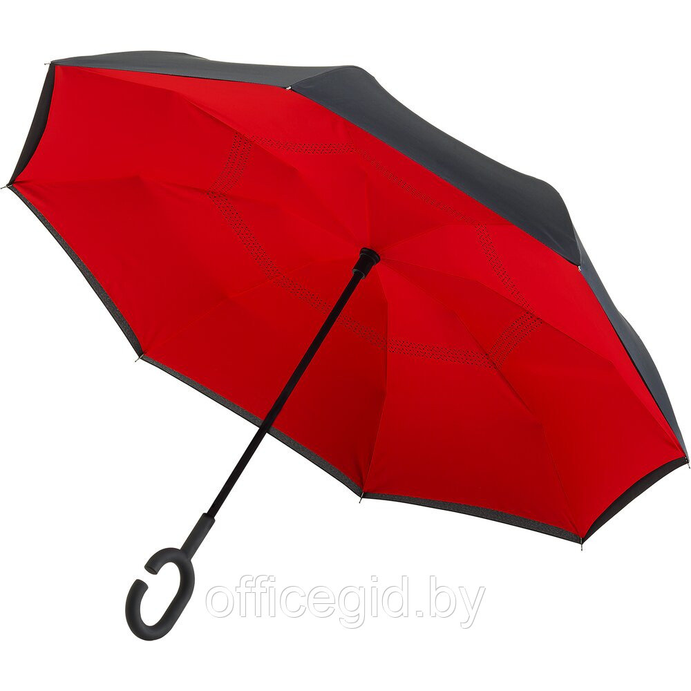 Зонт-трость "RU-6", 107 см, черный, красный - фото 2 - id-p187027085