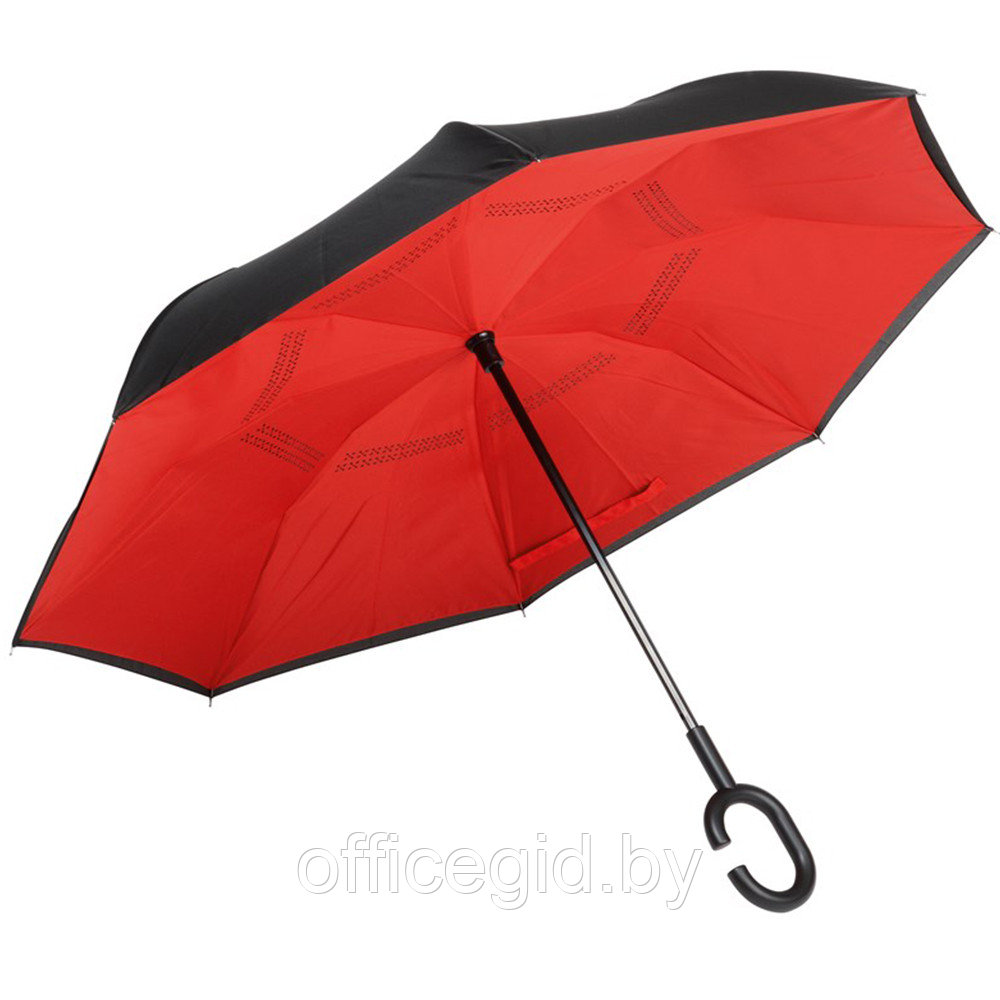Зонт обратного сложения "Flipped", 109 см, красный, черный - фото 1 - id-p187027119