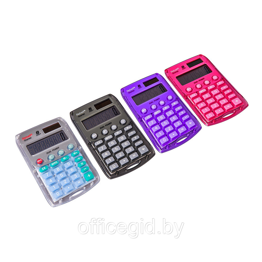 Калькулятор карманный Rebell "StarletP BX", 8-разрядный, розовый - фото 5 - id-p180587913